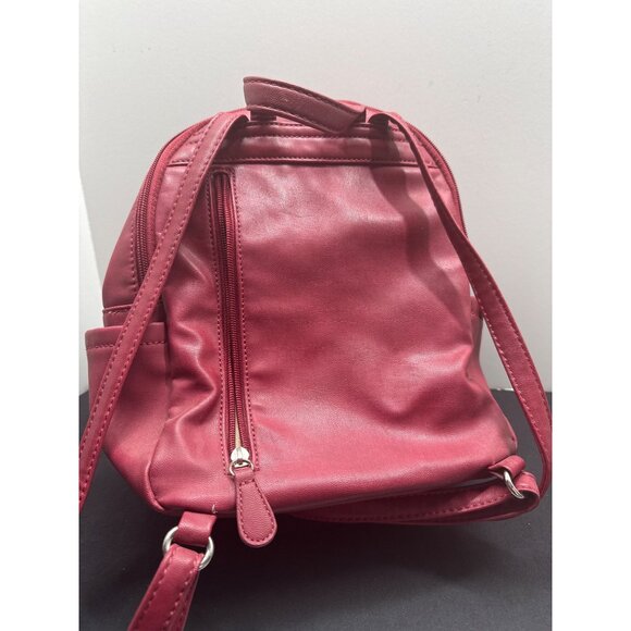 Multisac Red Maroon Faux Leather Mini Backpack Purse - Picture 5 of 16